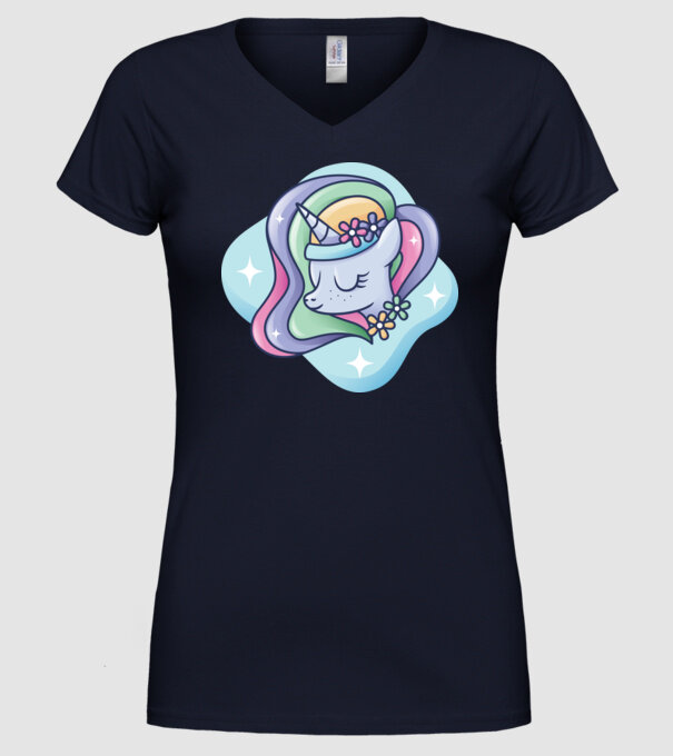 Cap de unicorn model albastru închis pe tricou