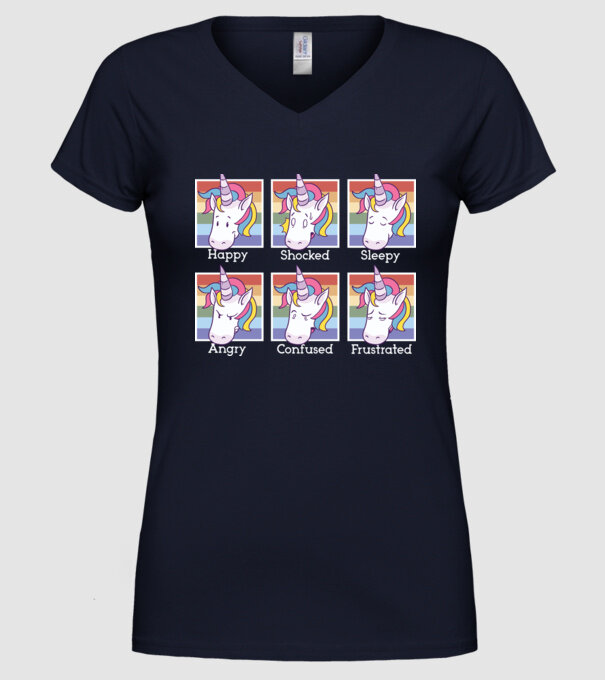 Capete de unicorn model albastru închis pe tricou
