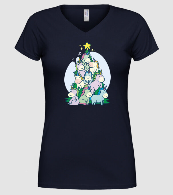 Unicorn pom de Crăciun model albastru închis pe tricou