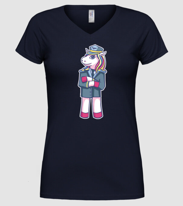 Unicorn Pilot model albastru închis pe tricou