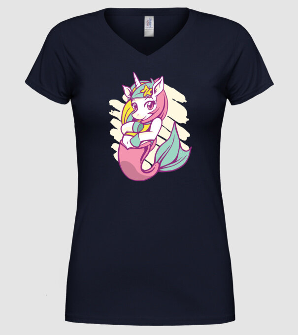Unicorn Sirenă model albastru închis pe tricou