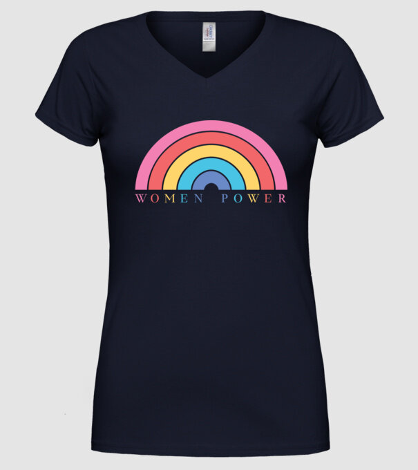 Women Power Curcubeu Ziua Femeii model albastru închis pe tricou