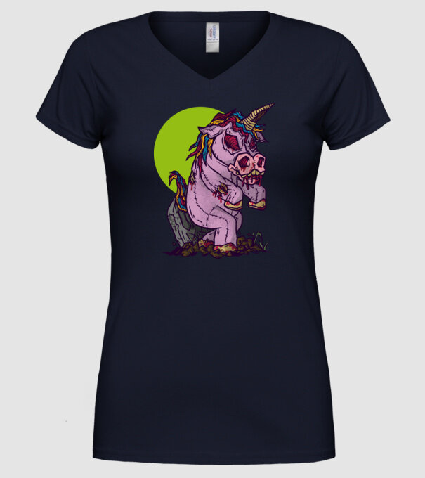 Zombie unicorn model albastru închis pe tricou