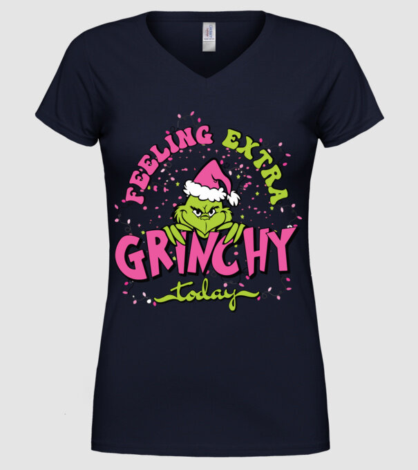 Feeling extra Grinchy today model albastru închis pe tricou