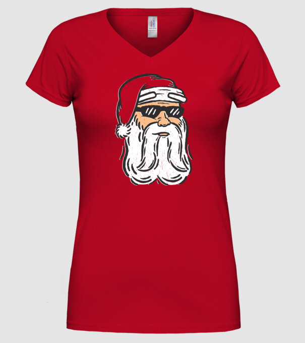 Cap Moș Crăciun model roșu pe tricou