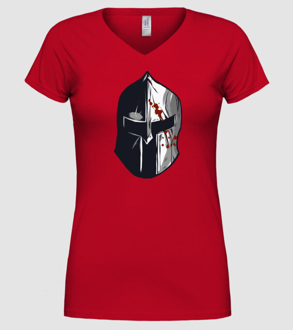 Cască războinic Sparta model roșu pe tricou