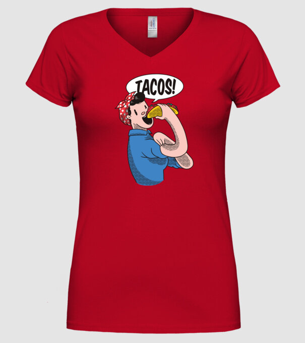 Tacos feminism model roșu pe tricou