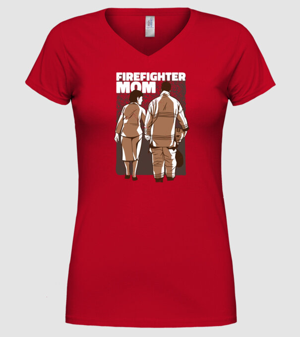 Mama de pompier model roșu pe tricou