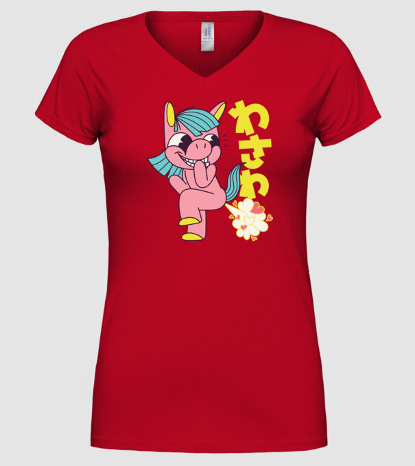 Bășică Unicorn model roșu pe tricou
