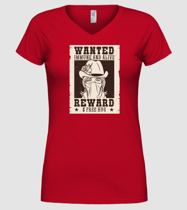 Afiș Wanted - Îmbrățișări gratuite model roșu pe tricou
