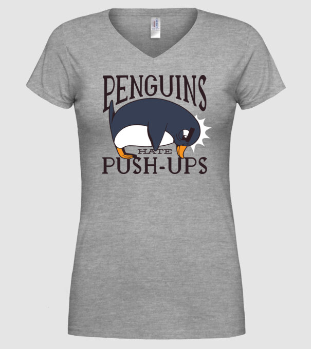 Pinguinii urăsc flotările model gri pe tricou