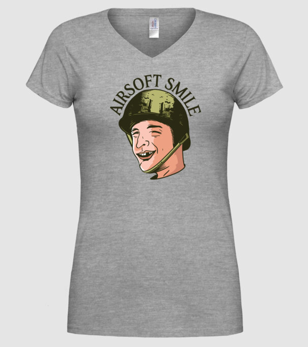 Zâmbet Airsoft model gri pe tricou