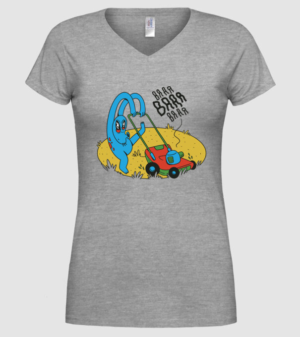 Alien cu Mașină de tuns iarba model gri pe tricou