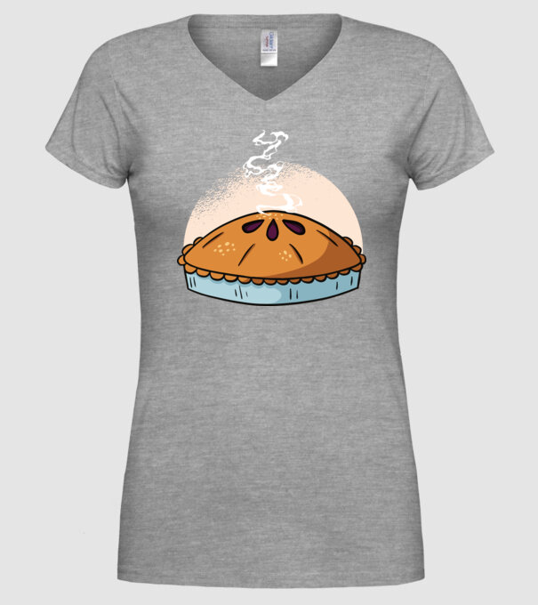Plăcintă cu mere model gri pe tricou