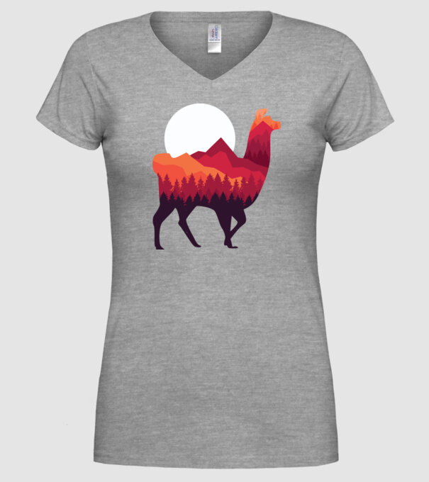 Pădure Alpaca model gri pe tricou