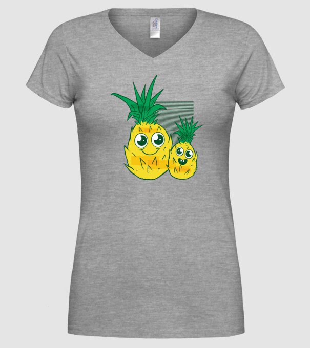 Familie Ananas model gri pe tricou
