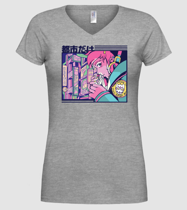 Anime Țigaretă model gri pe tricou