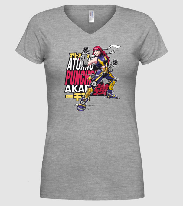 Anime fată Războinic model gri pe tricou
