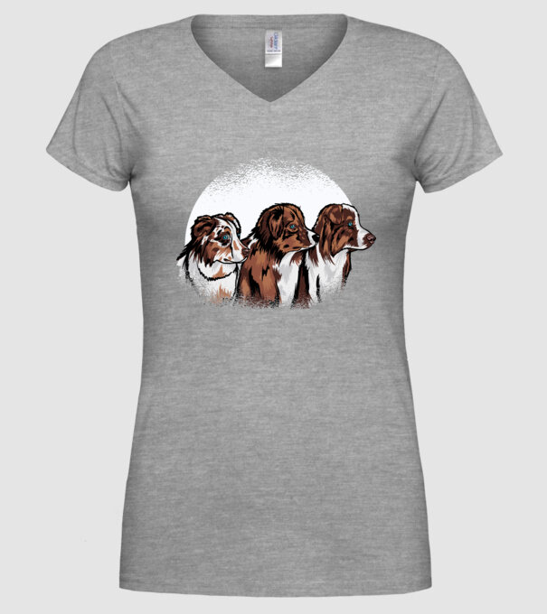 Câine ciobănesc Australian model gri pe tricou