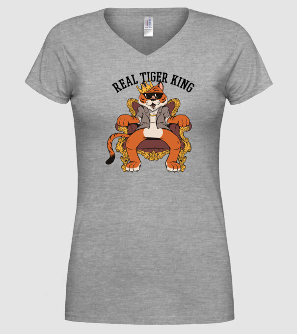 Adevăratul Rege Tigru model gri pe tricou