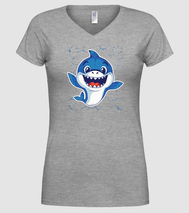 Baby Shark tricou drăguț cu rechin model gri pe tricou