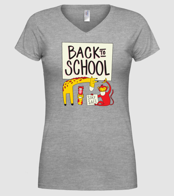 Back To School Animale model gri pe tricou