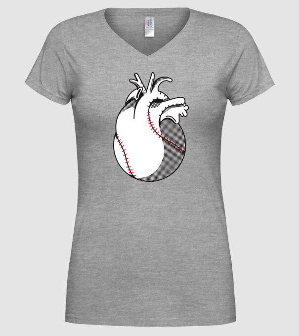Inimă Baseball model gri pe tricou