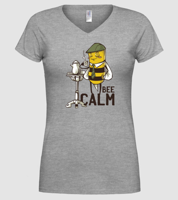 Bee Calm - Fii răbdător Albinuță model gri pe tricou