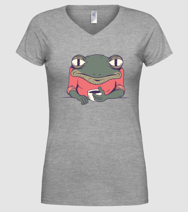 Broască Cafea model gri pe tricou