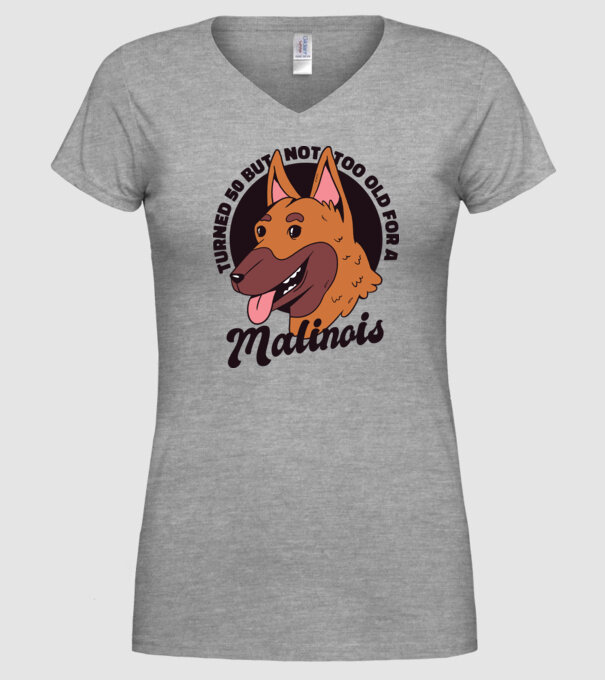 Câine ciobănesc belgian model gri pe tricou