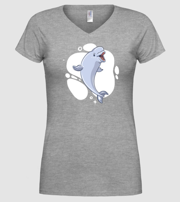 Balenă Beluga model gri pe tricou