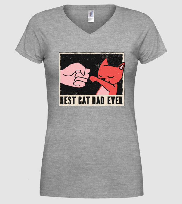 Best Cat Dad Ever - Cel mai bun stăpân de pisică model gri pe tricou