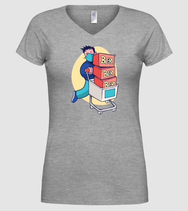 Cumpărături în timpul Coronavirusului model gri pe tricou