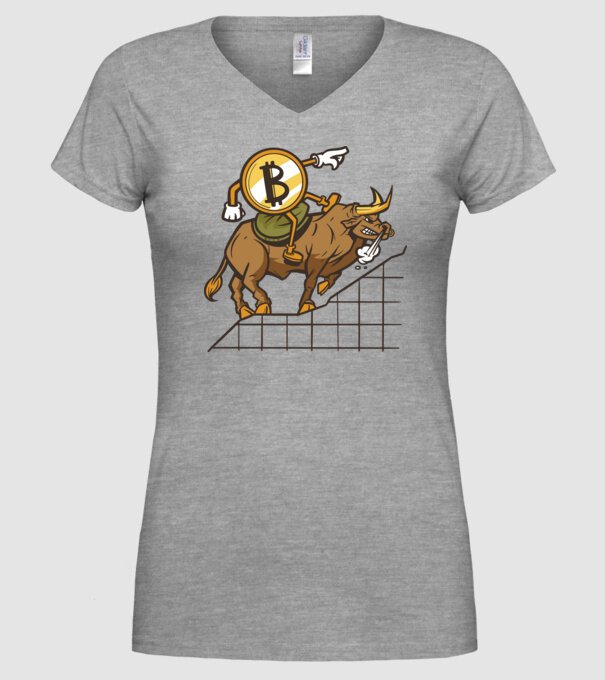 Taur Bitcoin model gri pe tricou