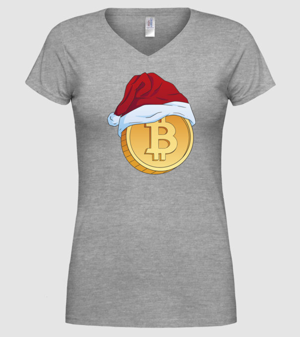 Crăciun Bitcoin model gri pe tricou