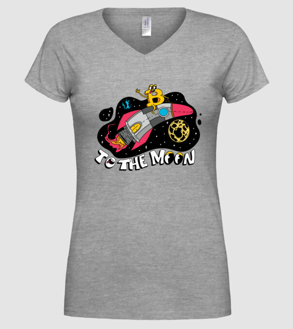 Bitcoin to the moon model gri pe tricou