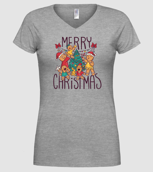 Crăciun Fericit model gri pe tricou