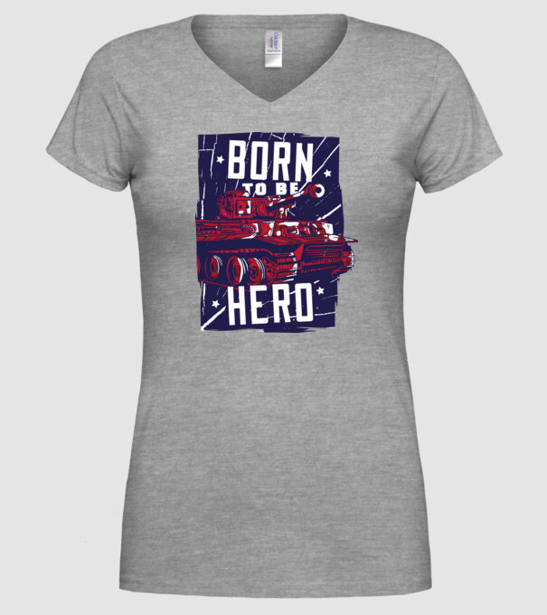Born To be A Hero cu tanc model gri pe tricou