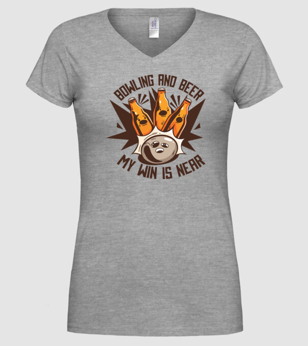 Bowling și bere model gri pe tricou