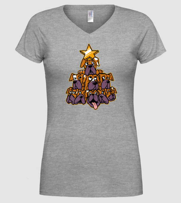Pom de Crăciun Boxer model gri pe tricou