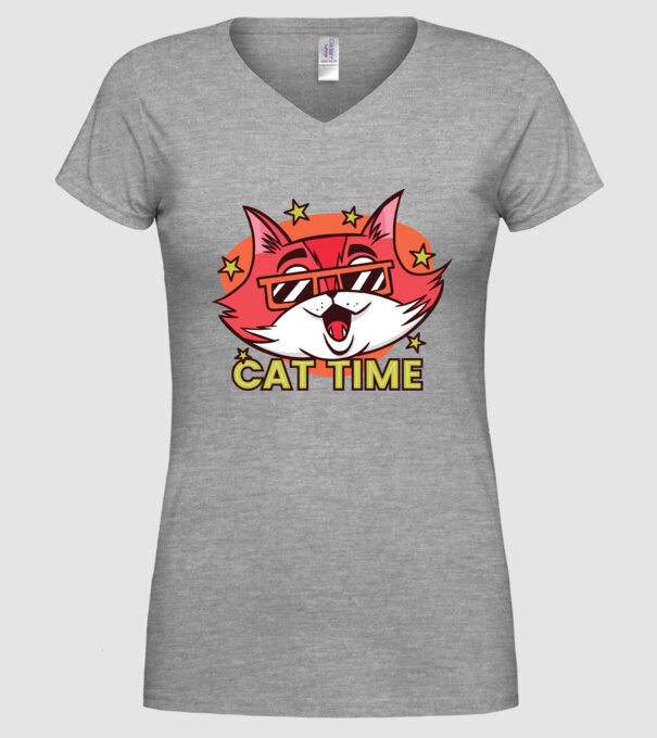 Cat Time Momentul pisicii model gri pe tricou