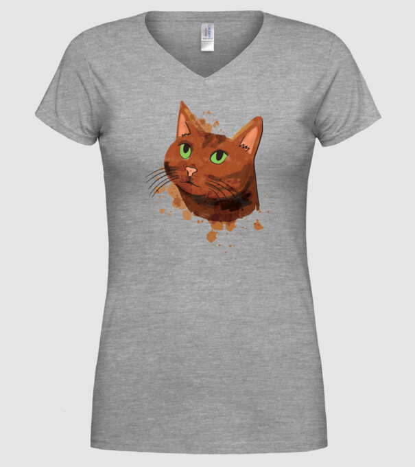 Cap pisică model gri pe tricou