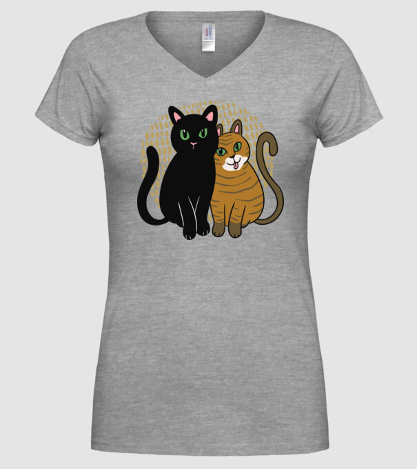 Pisicuțe ghemuite model gri pe tricou