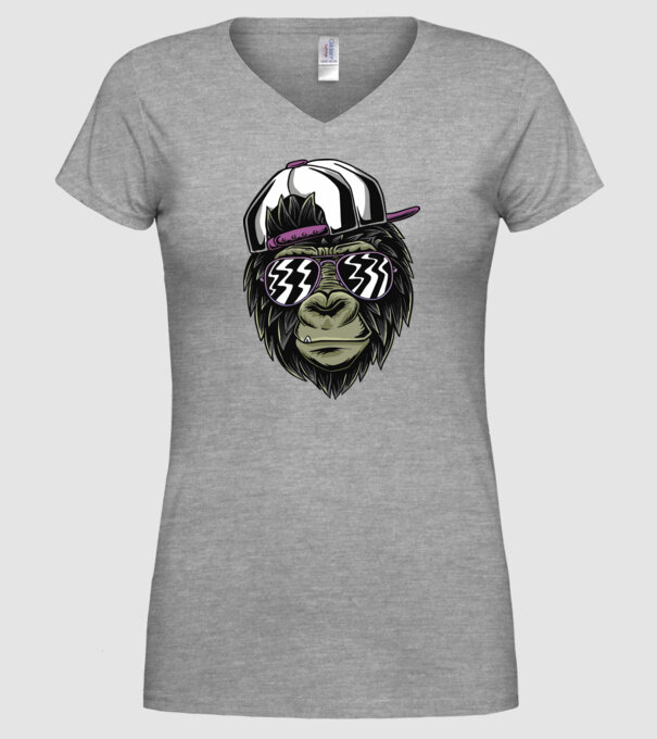 Cool Monkey model gri pe tricou