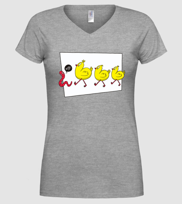 Pui cu vierme model gri pe tricou