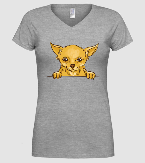 Cap de Chihuahua model gri pe tricou