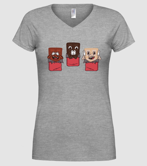 Trio de ciocolată model gri pe tricou