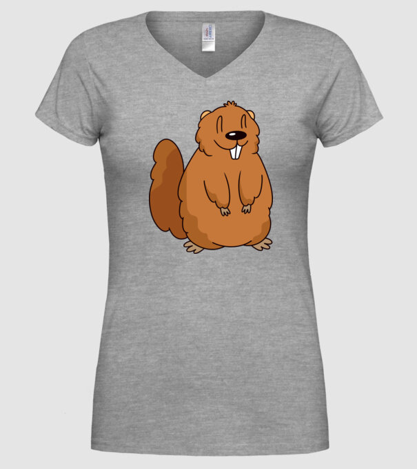 Marmotă drăguță model gri pe tricou