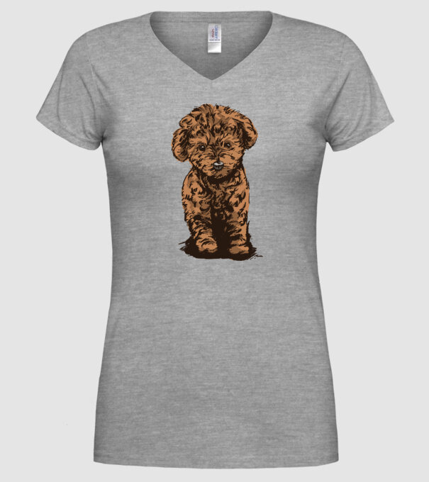 Pudel Drăguț model gri pe tricou