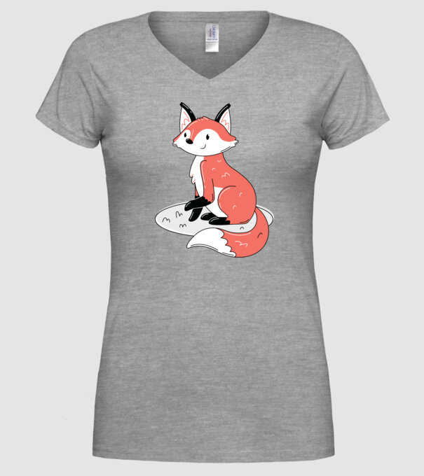 Vulpe drăguță model gri pe tricou